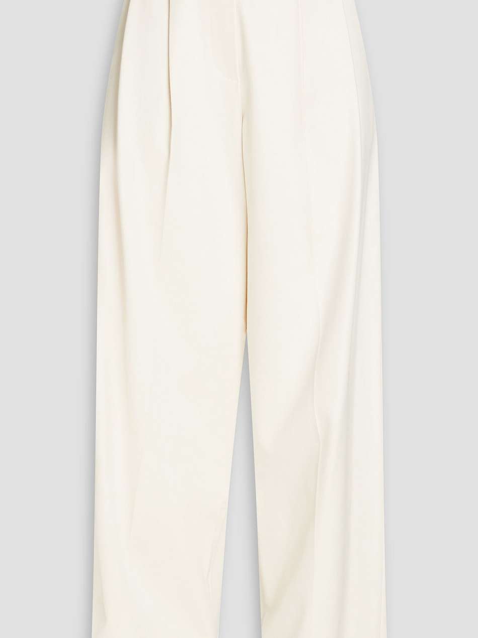 cotton-blend drill wide-leg pants