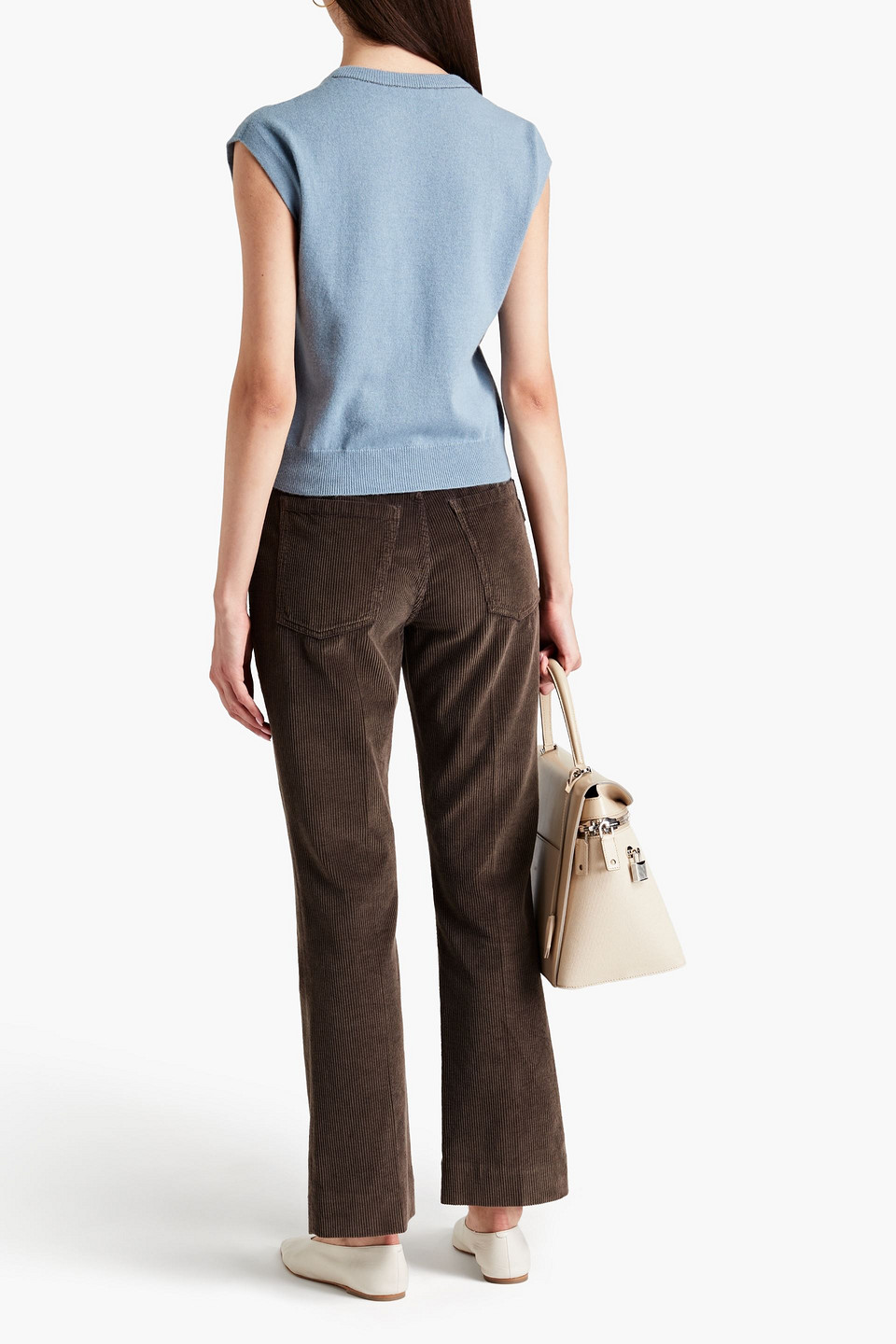 Shop Brunello Cucinelli Bead-embellished Cotton-corduroy Bootcut Pants In Brown