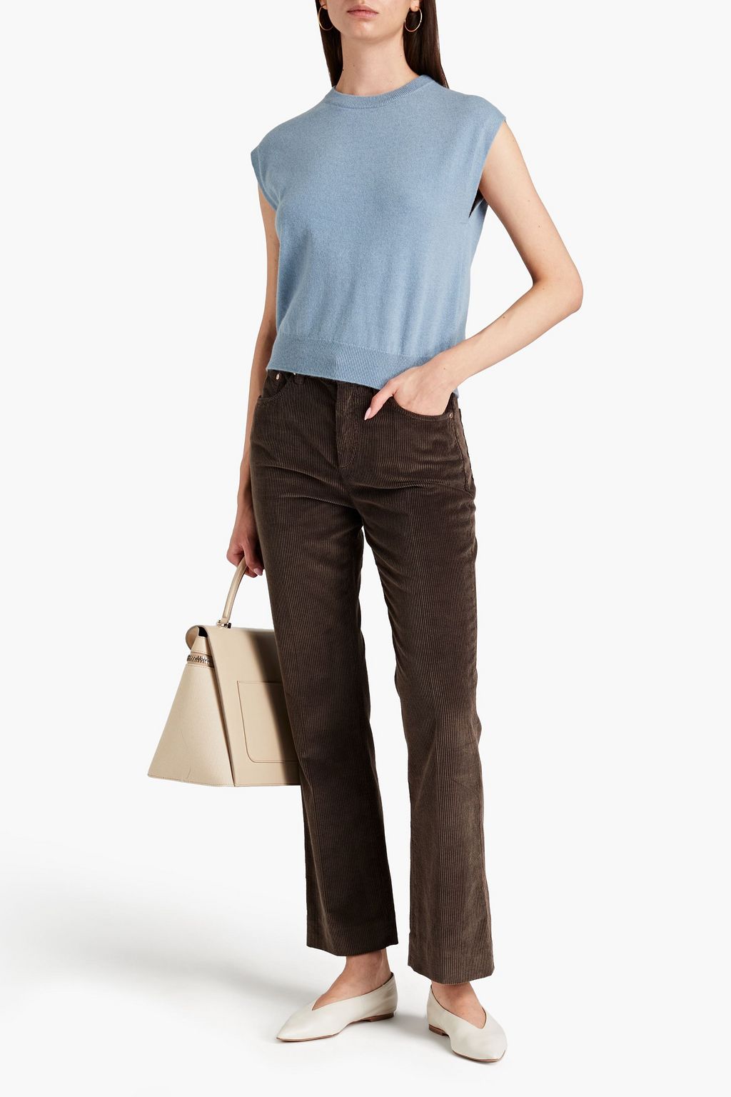 BRUNELLO CUCINELLI بنطال بقصّة بوت كت من قطن مخمل مضلع مزين بالخرز