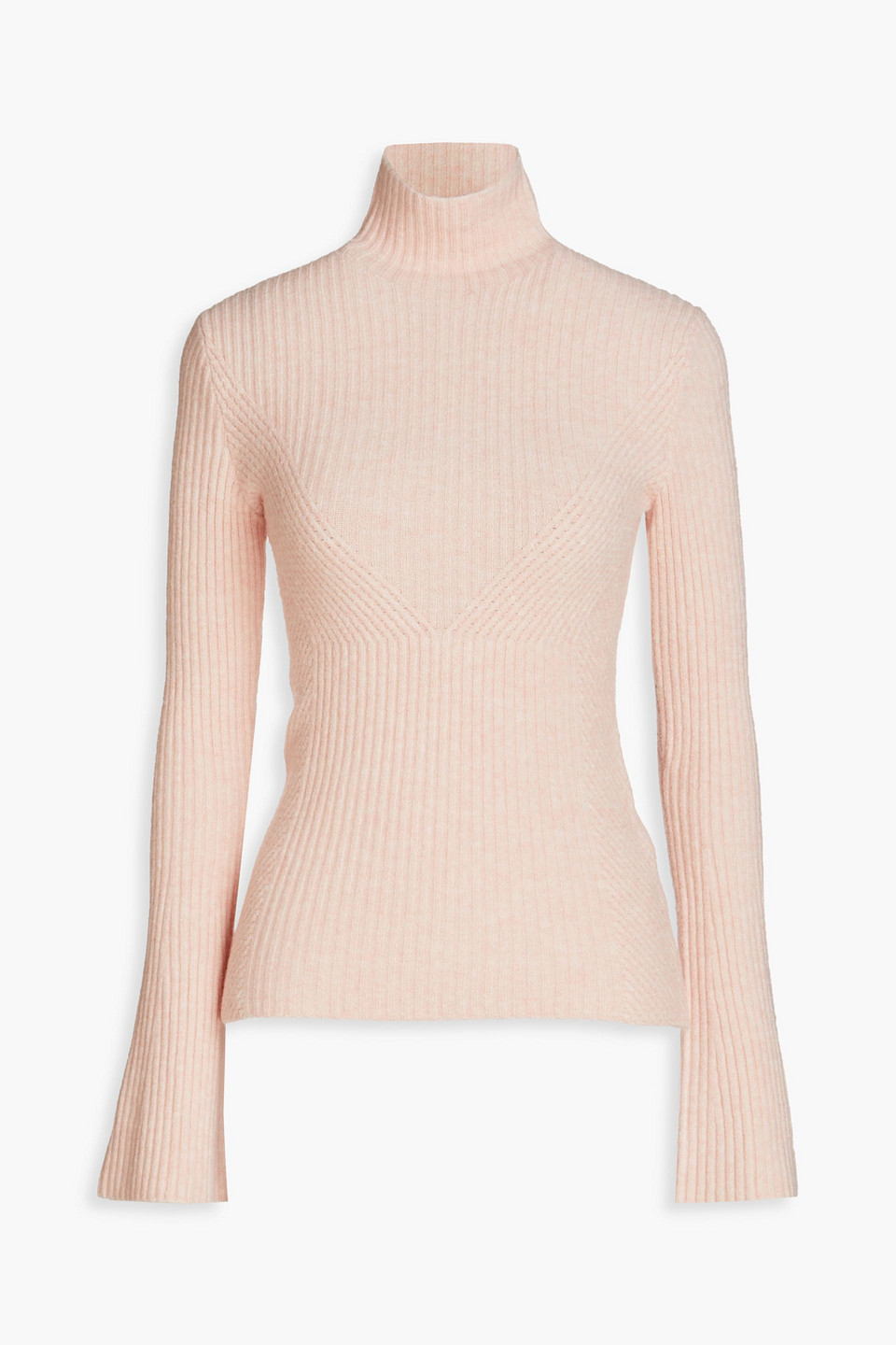 Maje Mandana Ribbed-knit Turtleneck Sweater In Pastel Pink