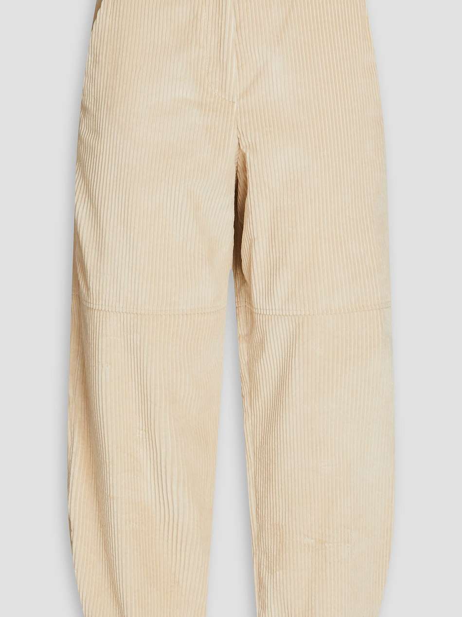 belted cropped cotton-corduroy tapered pants