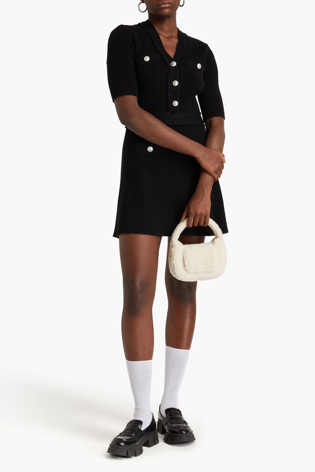 MAJE Ribbed-knit mini dress