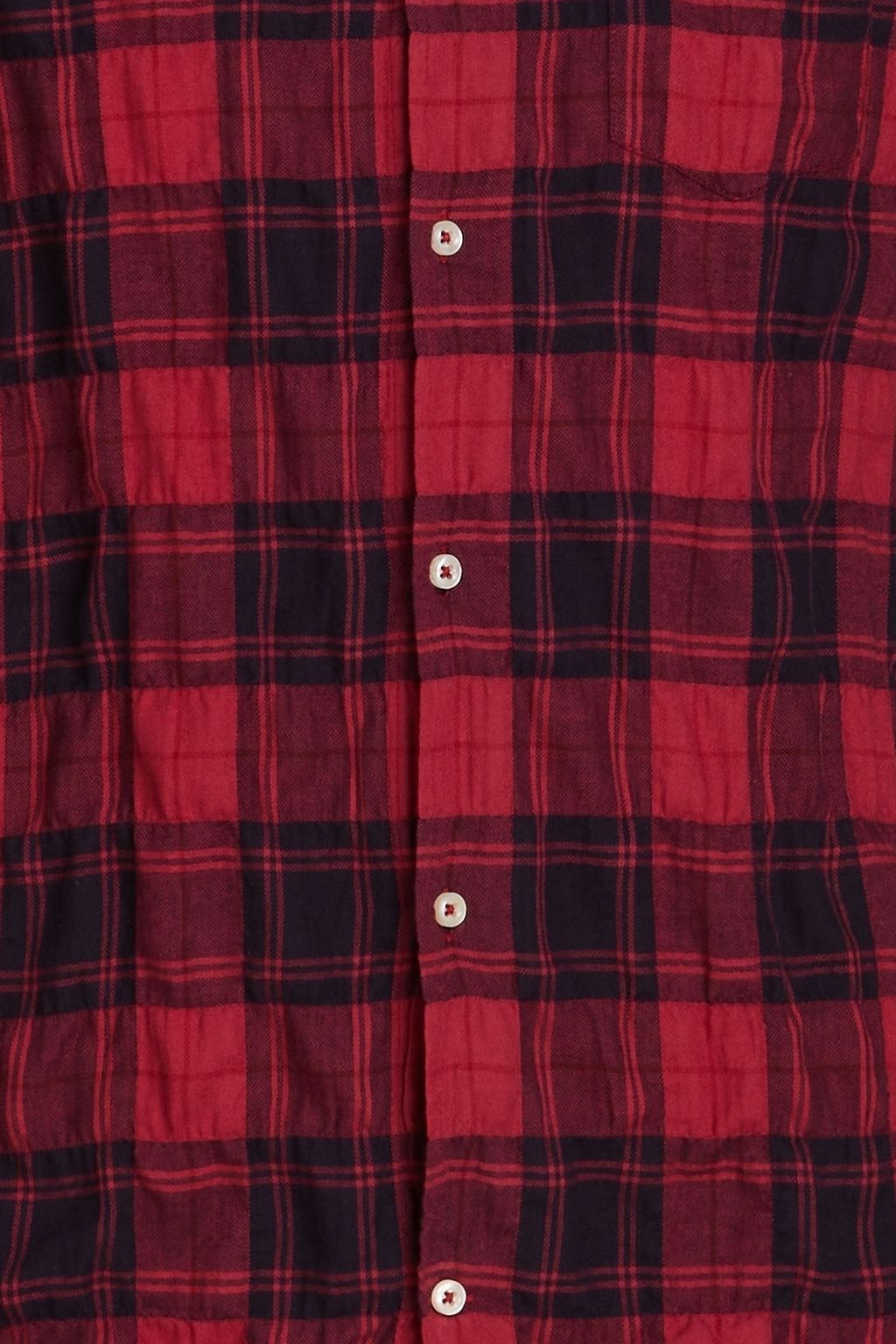 OFFICINE GÉNÉRALE Checked crinkled cotton-blend shirt