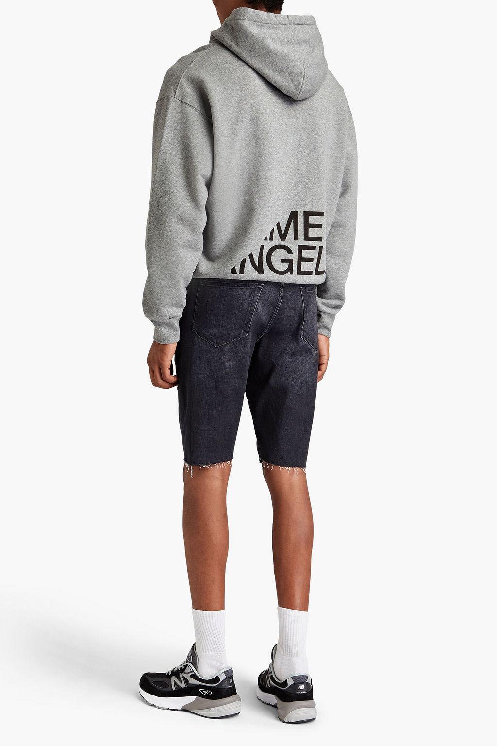 FRAME Printed French cotton-terry drawstring hoodie