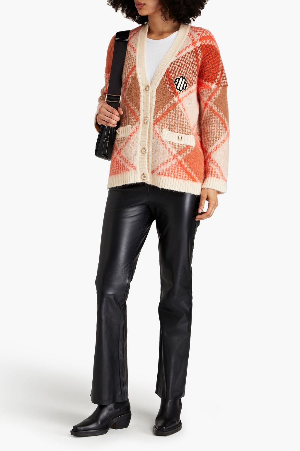 MAJE Strickcardigan mit Applikationen und Argyle-Muster