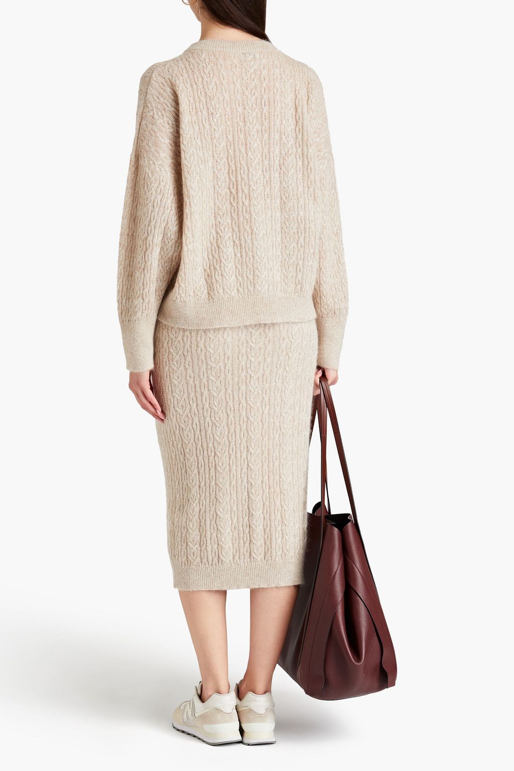 BRUNELLO CUCINELLI Pullover mit Zopfstrickmuster in Metallic-Optik