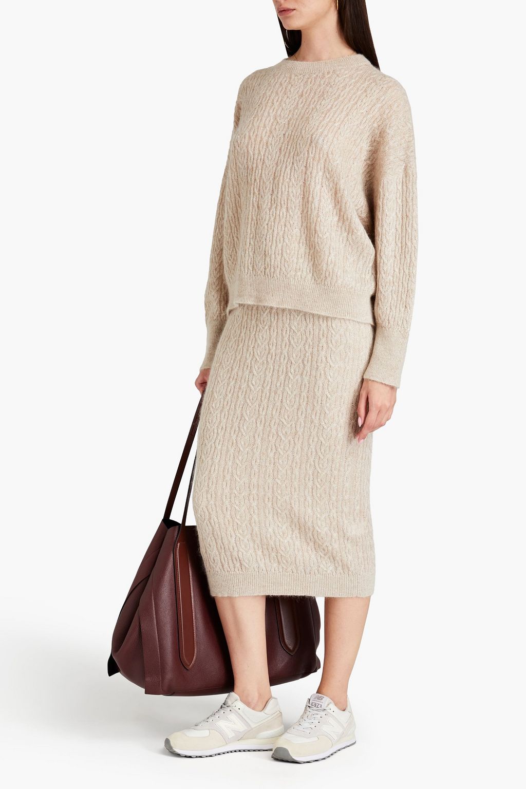 BRUNELLO CUCINELLI Pullover mit Zopfstrickmuster in Metallic-Optik
