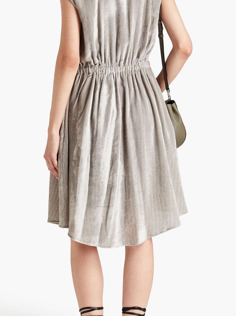 bead-embellished corduroy shirt dress
