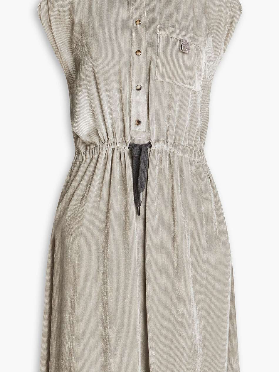 bead-embellished corduroy shirt dress