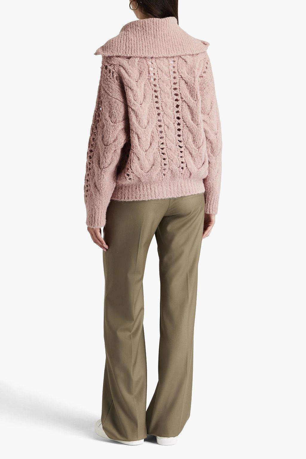 BRUNELLO CUCINELLI Cardigan aus einer Alpakamischung mit Zopfstrickmuster und Reißverschluss