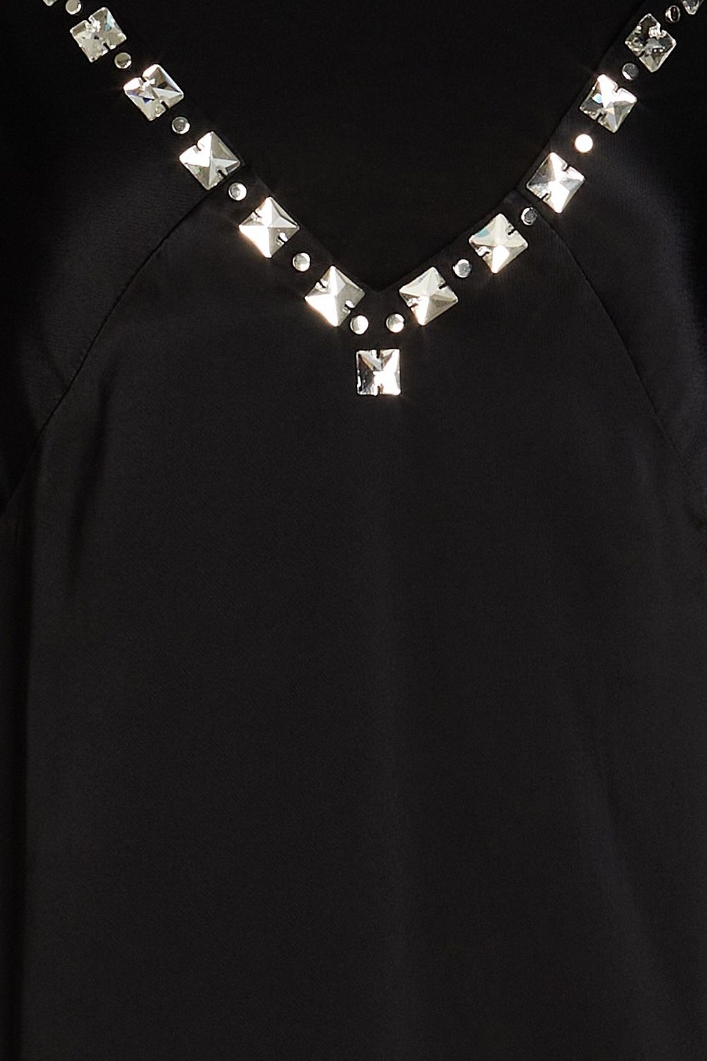 MAJE Minikleid aus Satin und Jersey mit Kristallverzierung