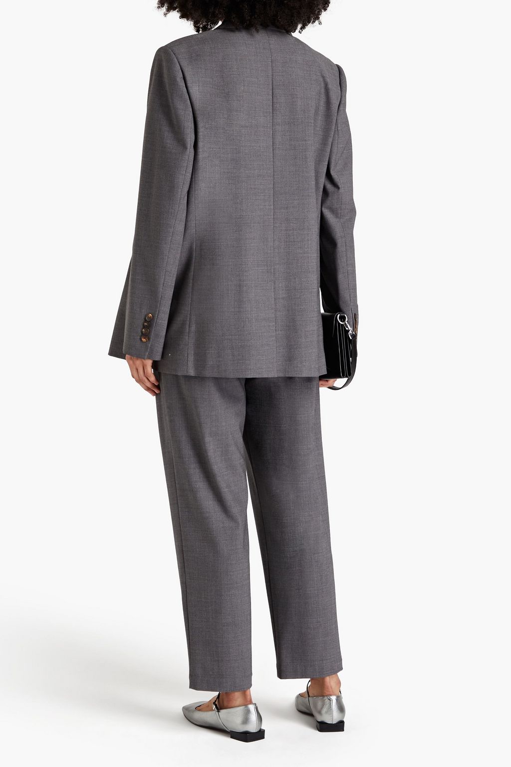 BRUNELLO CUCINELLI Double-breasted bead-embellished wool-blend blazer