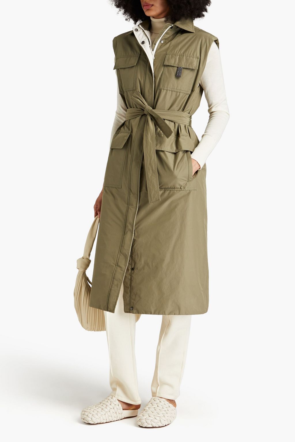 BRUNELLO CUCINELLI Bead-embellished belted shell vest