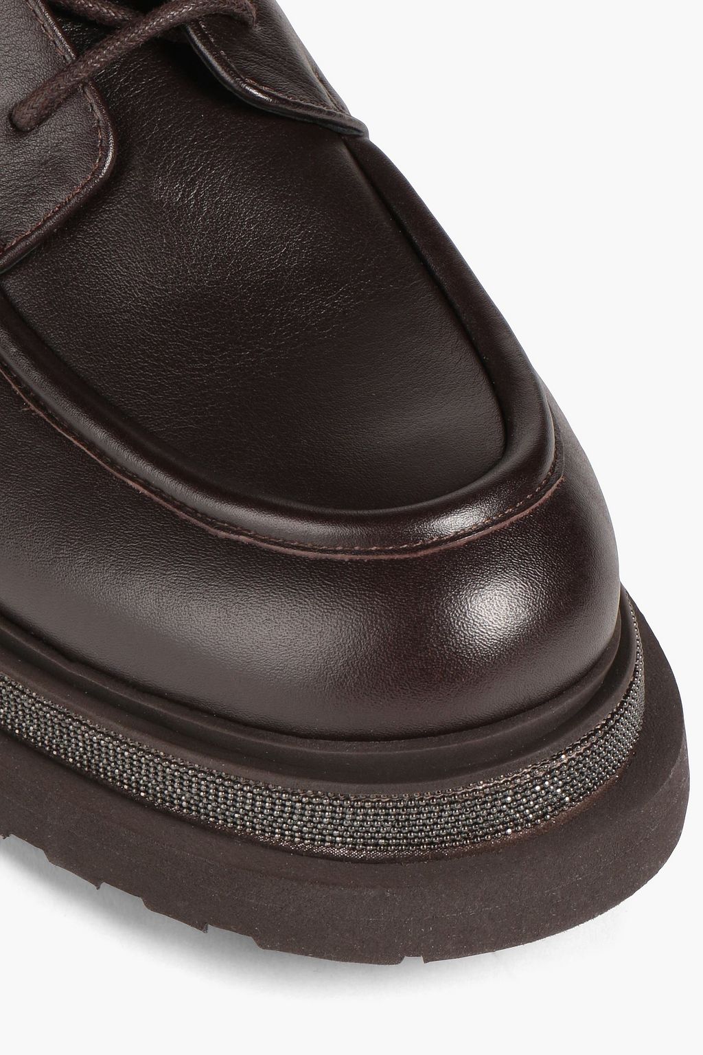 BRUNELLO CUCINELLI Combat Boots aus Leder mit Zierperlen