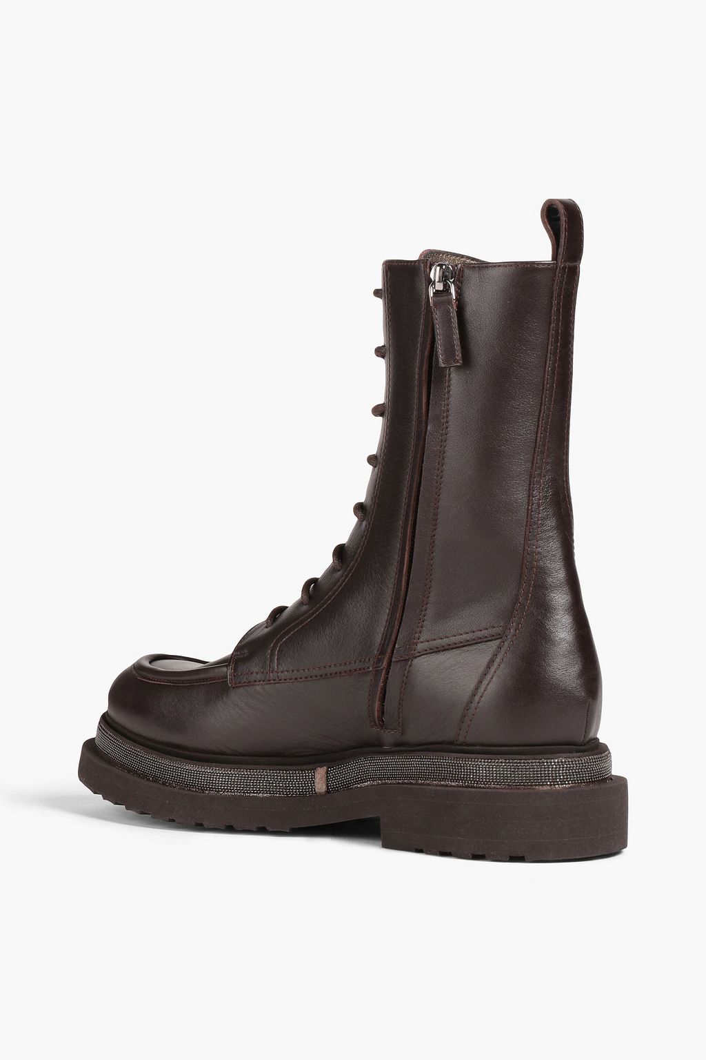 BRUNELLO CUCINELLI Combat Boots aus Leder mit Zierperlen