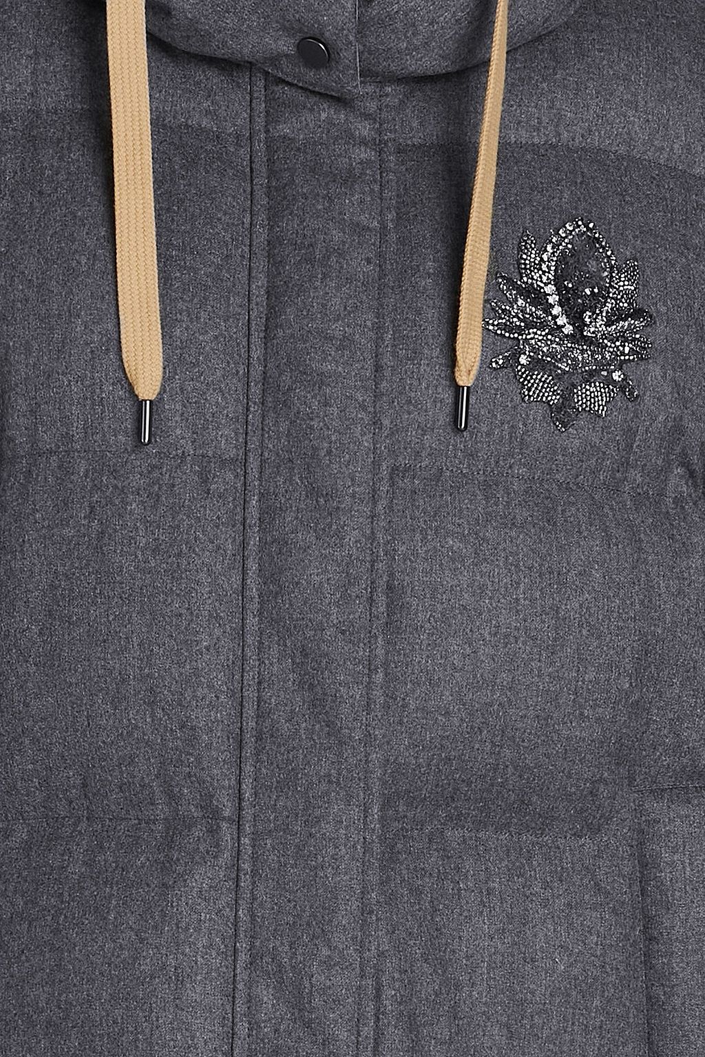 BRUNELLO CUCINELLI Embellished quilted wool hooded coat | THE OUTNET