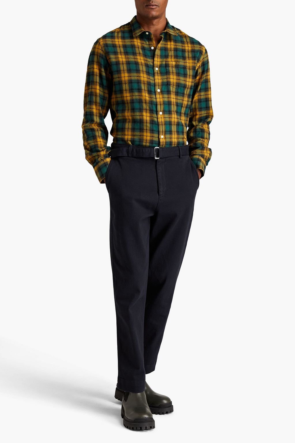 OFFICINE GÉNÉRALE Oswald belted stretch cotton-twill chinos