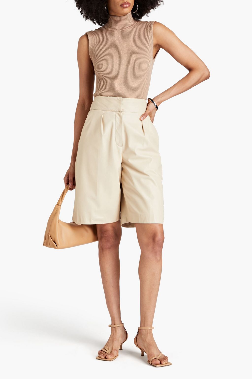 BRUNELLO CUCINELLI Cutout metallic ribbed cashmere-blend turtleneck top