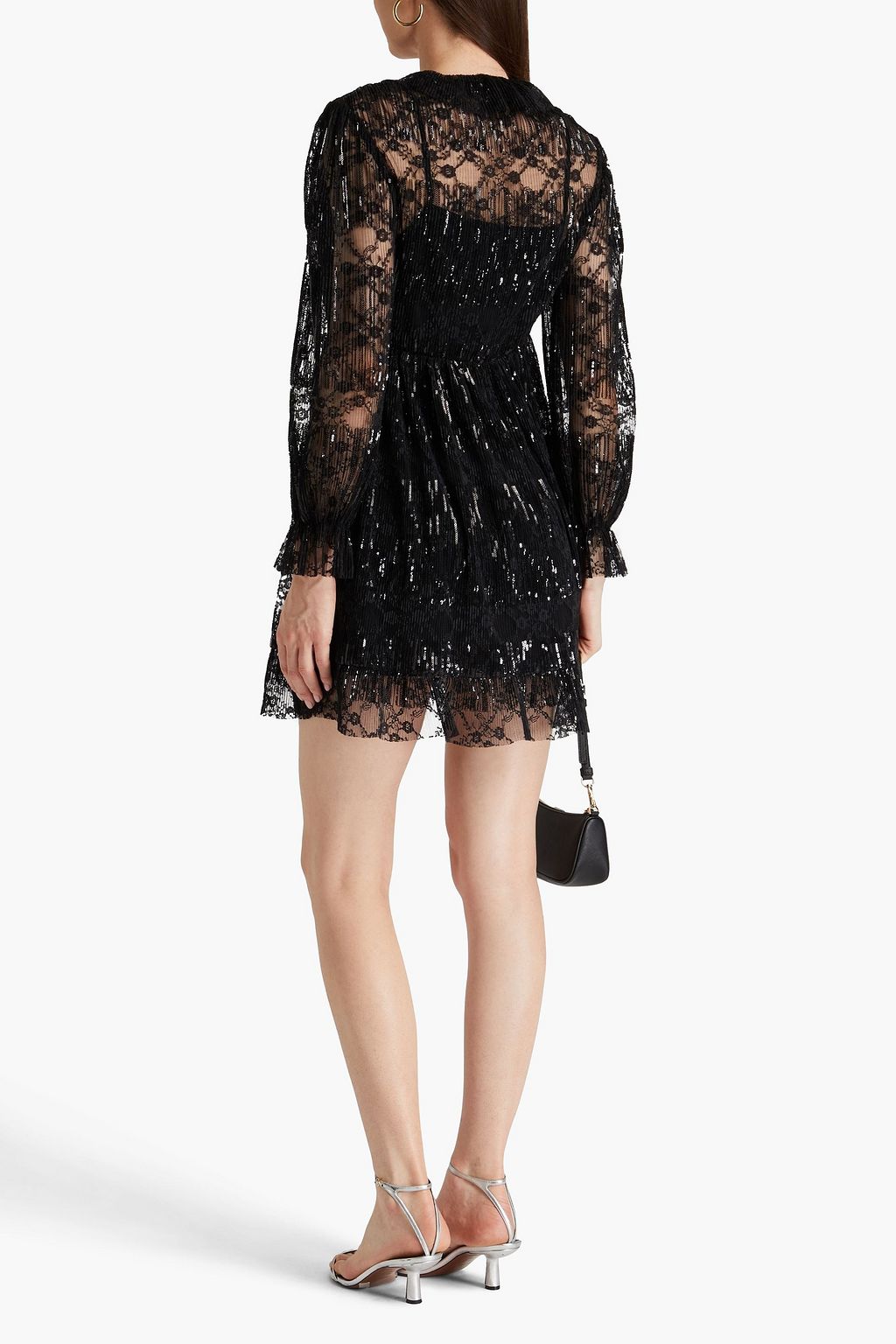 MAJE Sequin-embellished lace mini dress