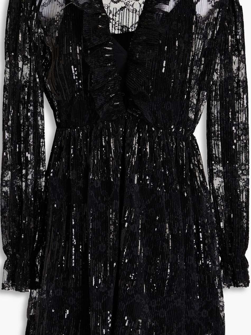 sequin-embellished lace mini dress