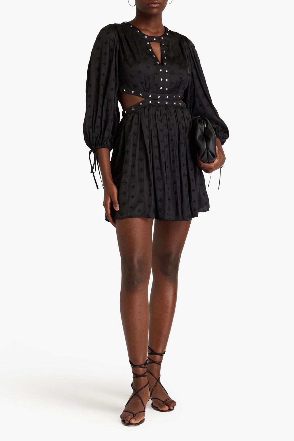 MAJE Minikleid aus Satin mit Cut-outs und Nieten