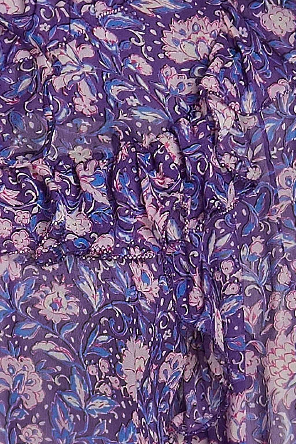 MAJE Ruffled floral-print crepe de chine blouse