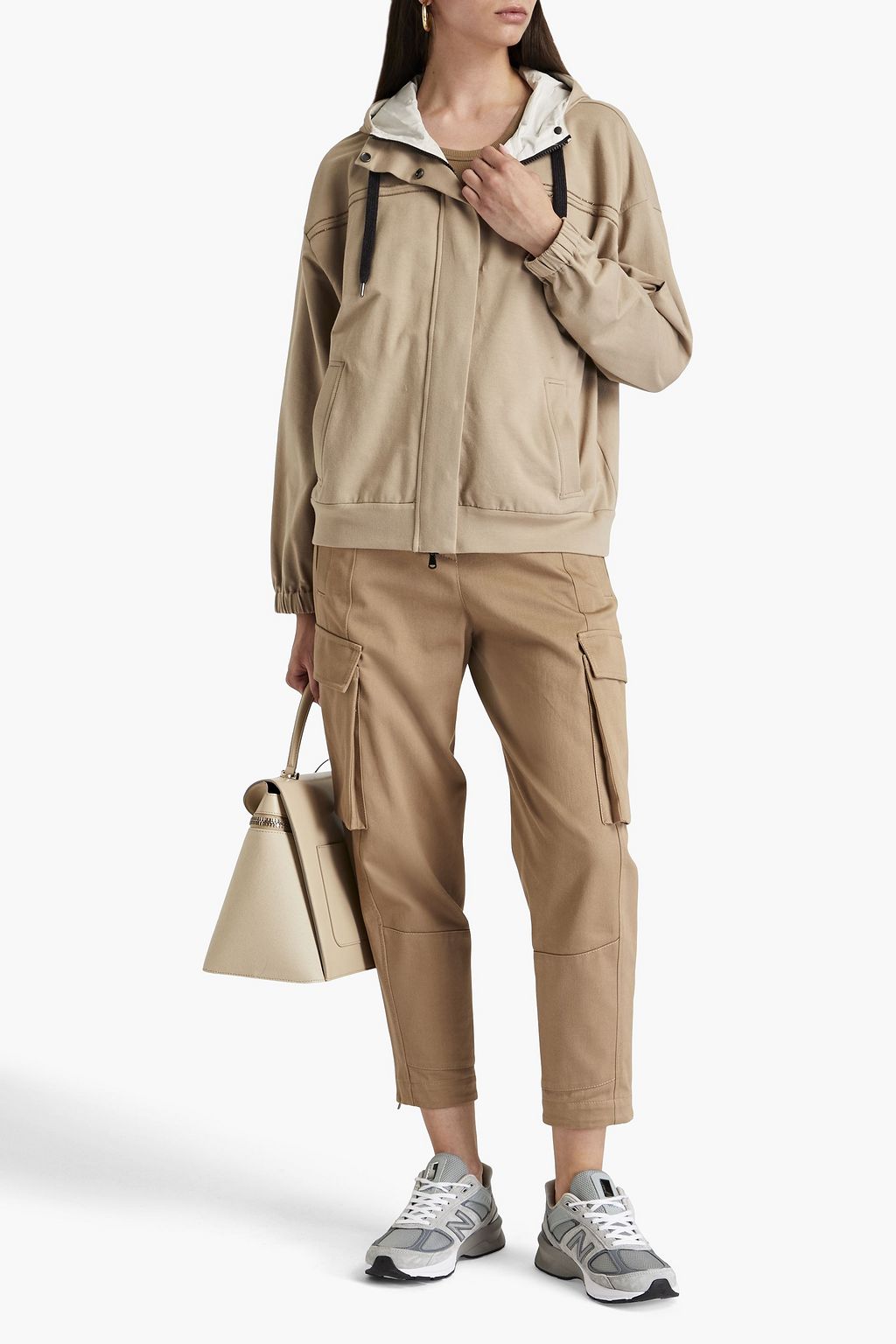 BRUNELLO CUCINELLI Bead-embellished French cotton-terry zip-up hoodie