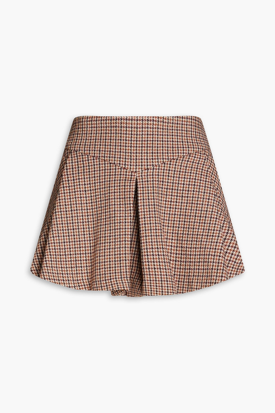 Maje Pleated Prince Of Wales Checked Tweed Shorts In Camelfarben