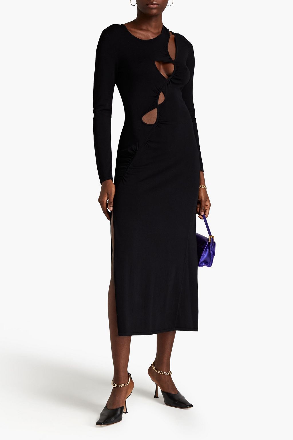 MAJE Midi-Strickkleid mit Cut-outs