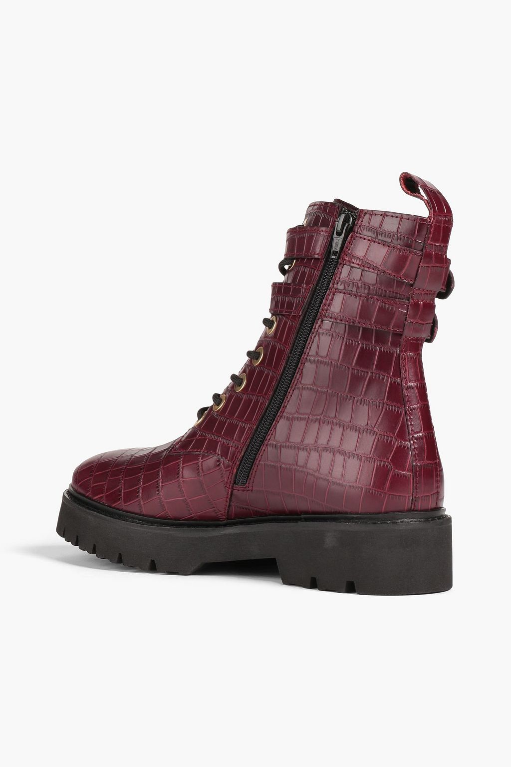 CLAUDIE PIERLOT Croc-effect leather combat boots