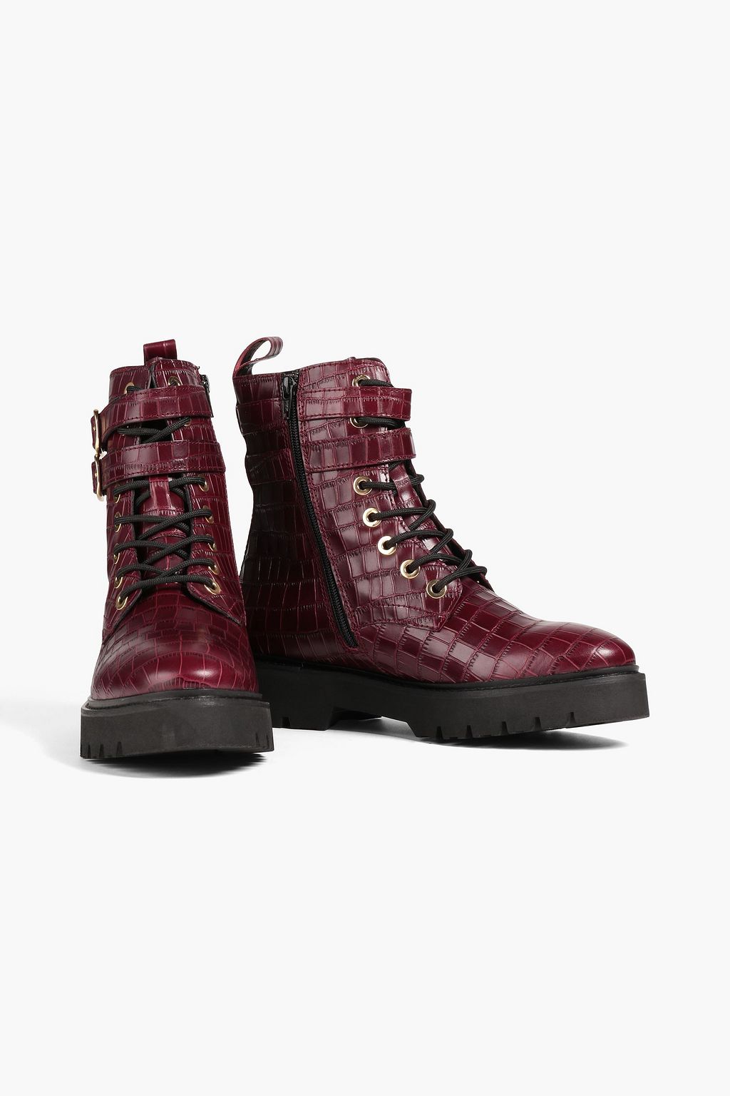 CLAUDIE PIERLOT Croc-effect leather combat boots