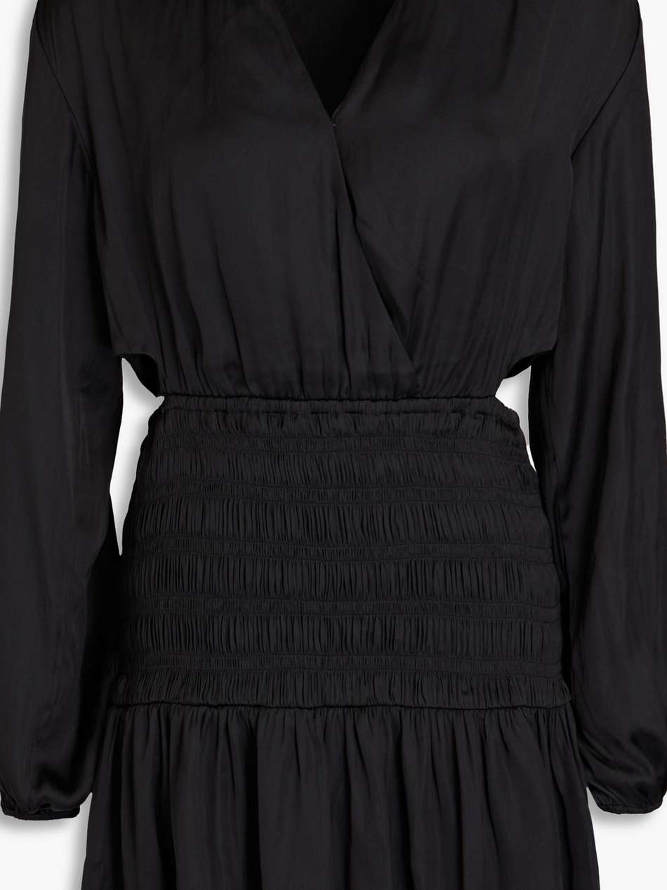 shirred satin mini dress