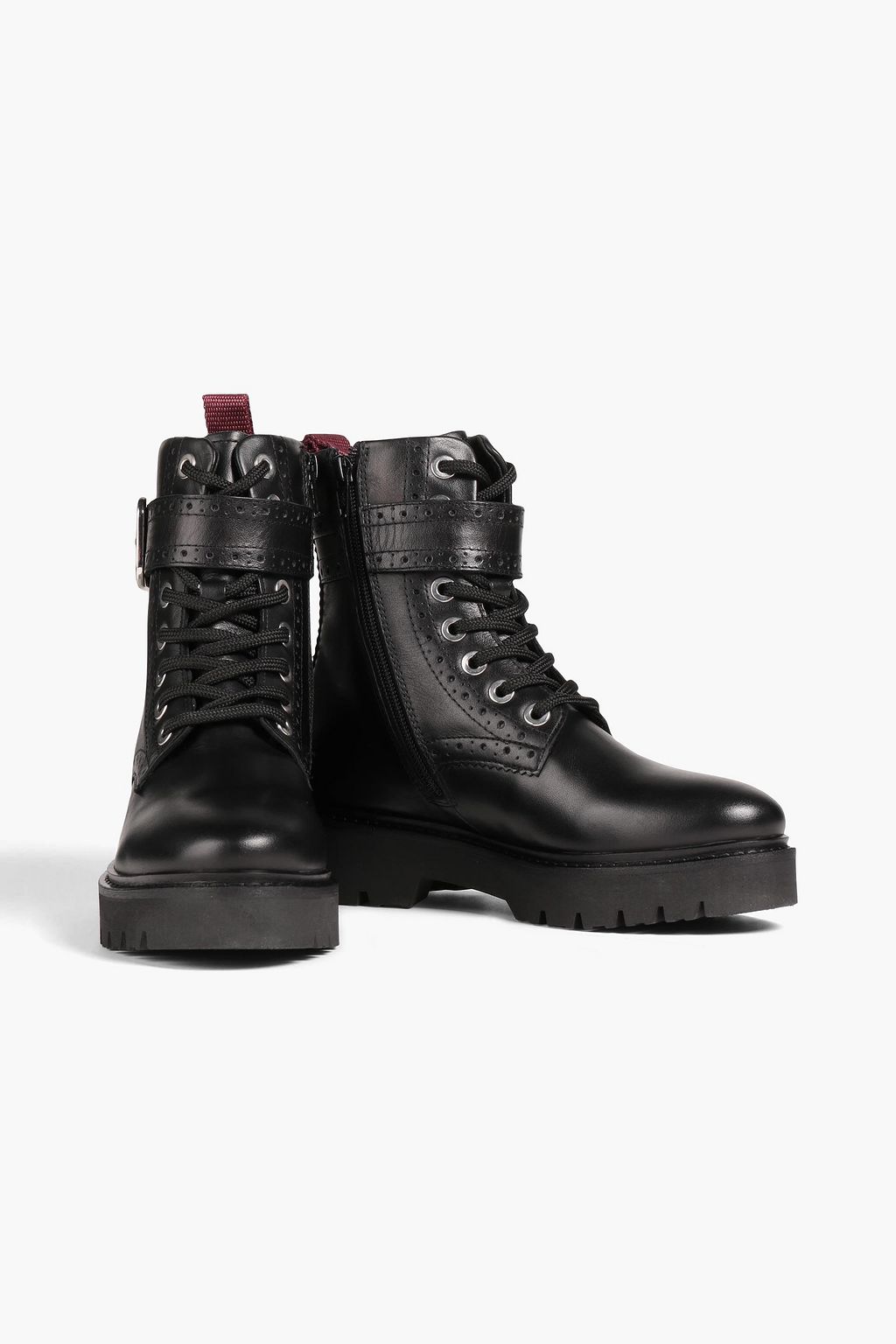 CLAUDIE PIERLOT Perforated leather platform combat boots