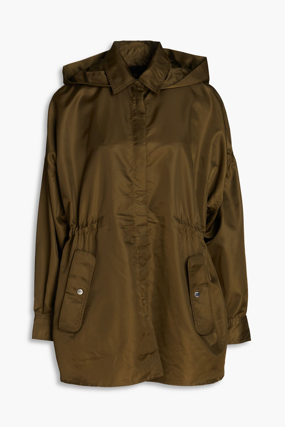 Maje Binkiss Shell Hooded Parka In Brown