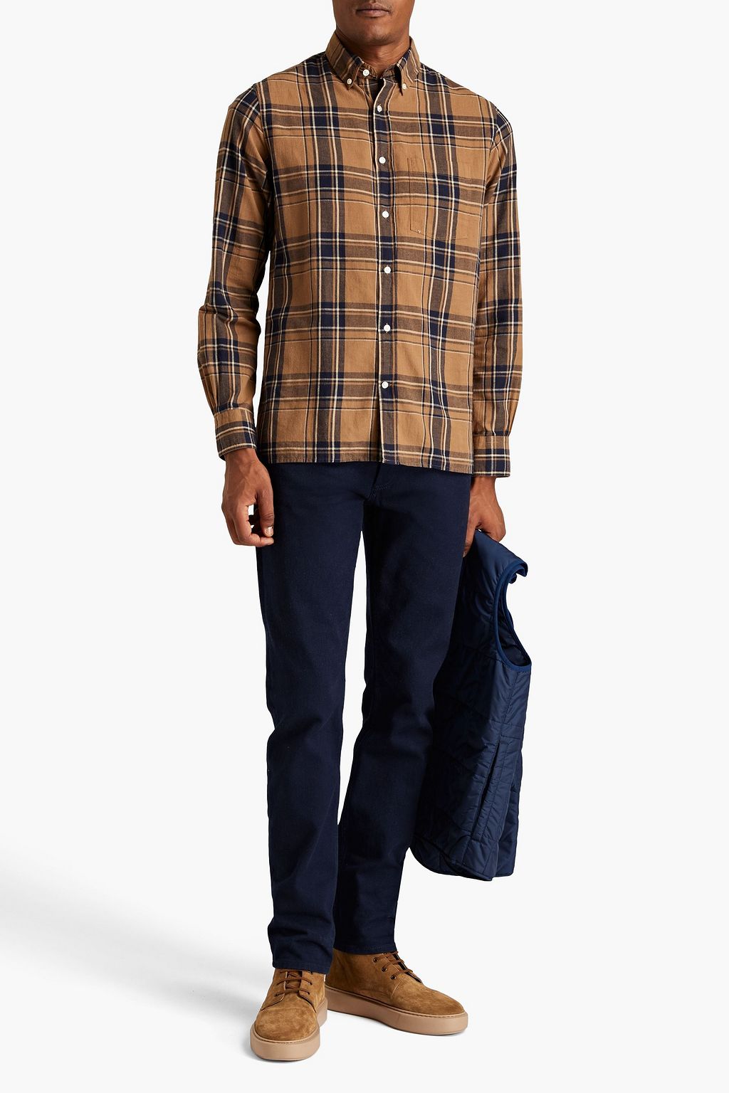 OFFICINE GÉNÉRALE Arsene checked cotton and linen-blend shirt