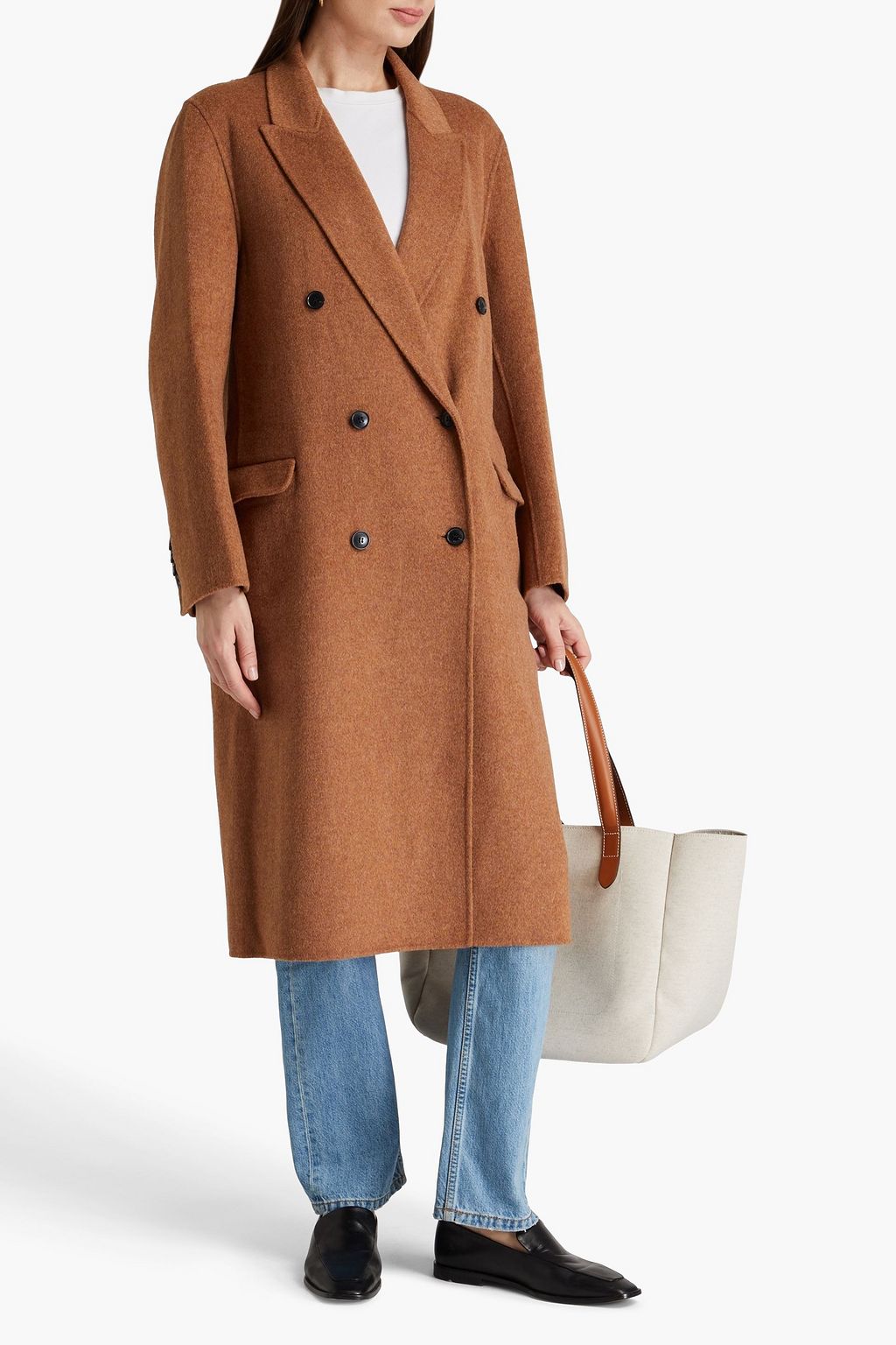 MAJE Double-breasted wool-blend felt coat