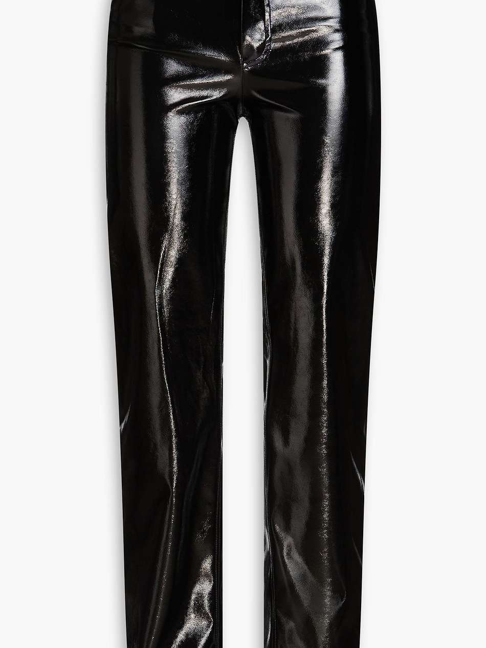 faux patent-leather straight-leg pants