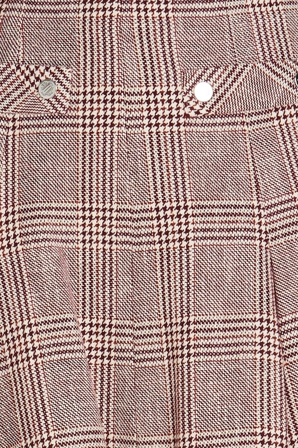 MAJE Button-embellished Prince of Wales checked cotton-blend tweed mini skirt