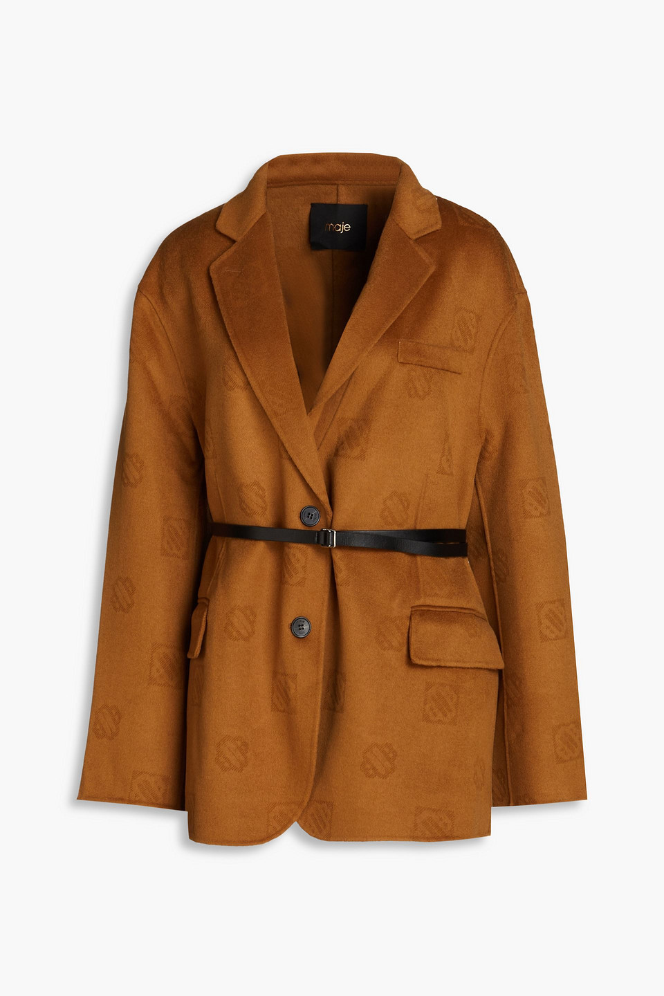 Maje Galarover Blazer Aus Jacquard Aus Wollfilz In Camel