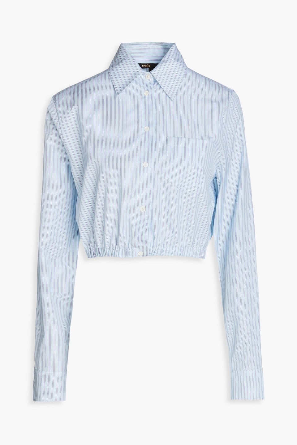 Maje Cirisa Cropped Hemd Aus Baumwolle Mit Streifen In Sky Blue