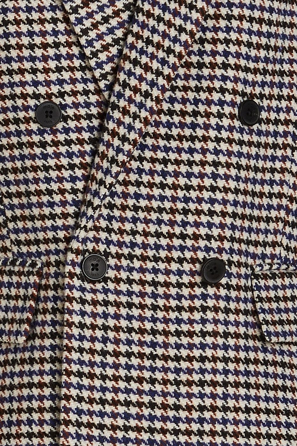 MAJE Double-breasted houndstooth wool-blend tweed blazer