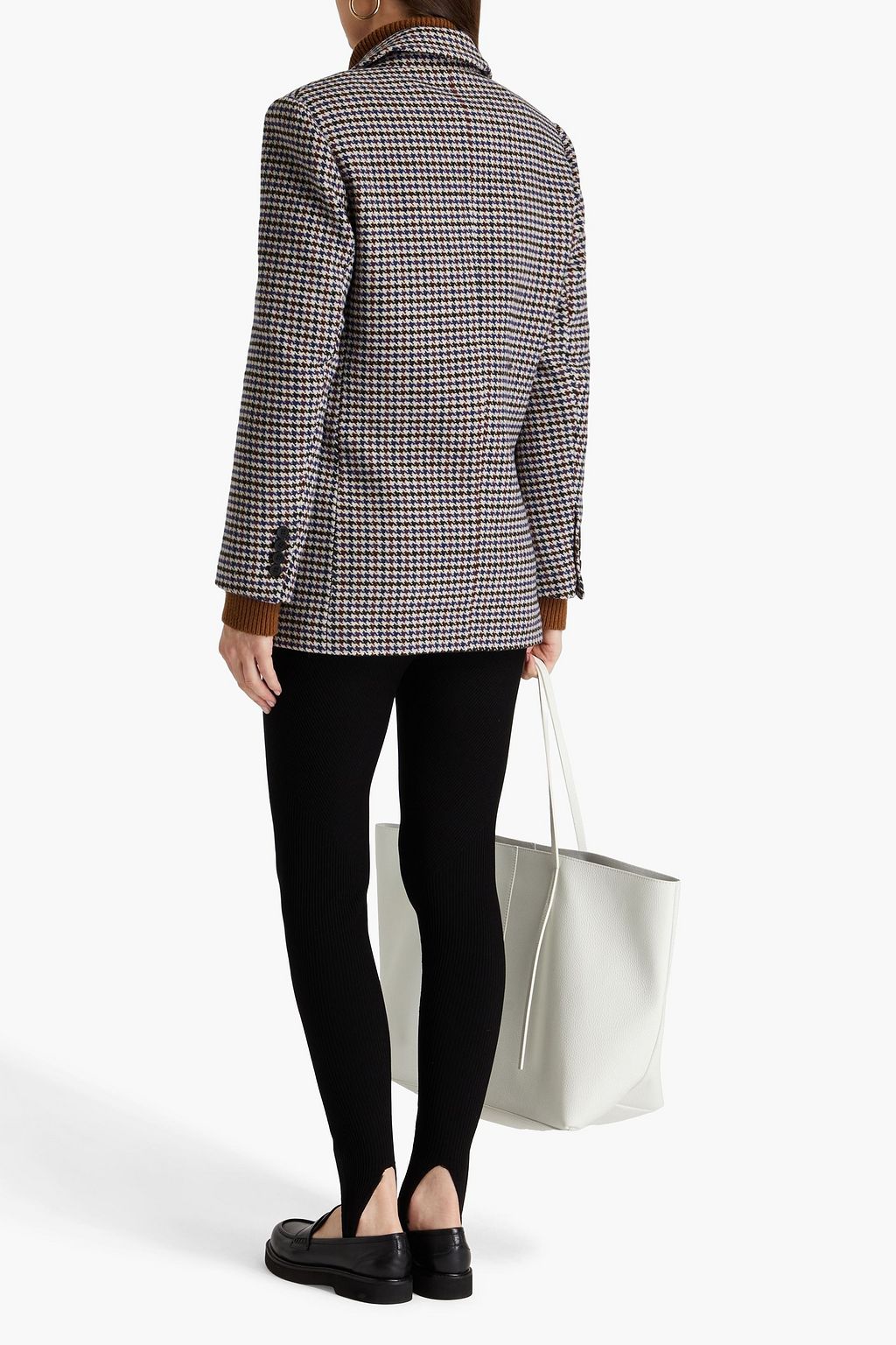 MAJE Double-breasted houndstooth wool-blend tweed blazer