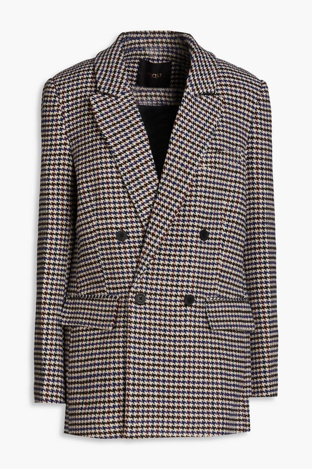 MAJE Votale double-breasted houndstooth wool-blend tweed blazer | THE ...