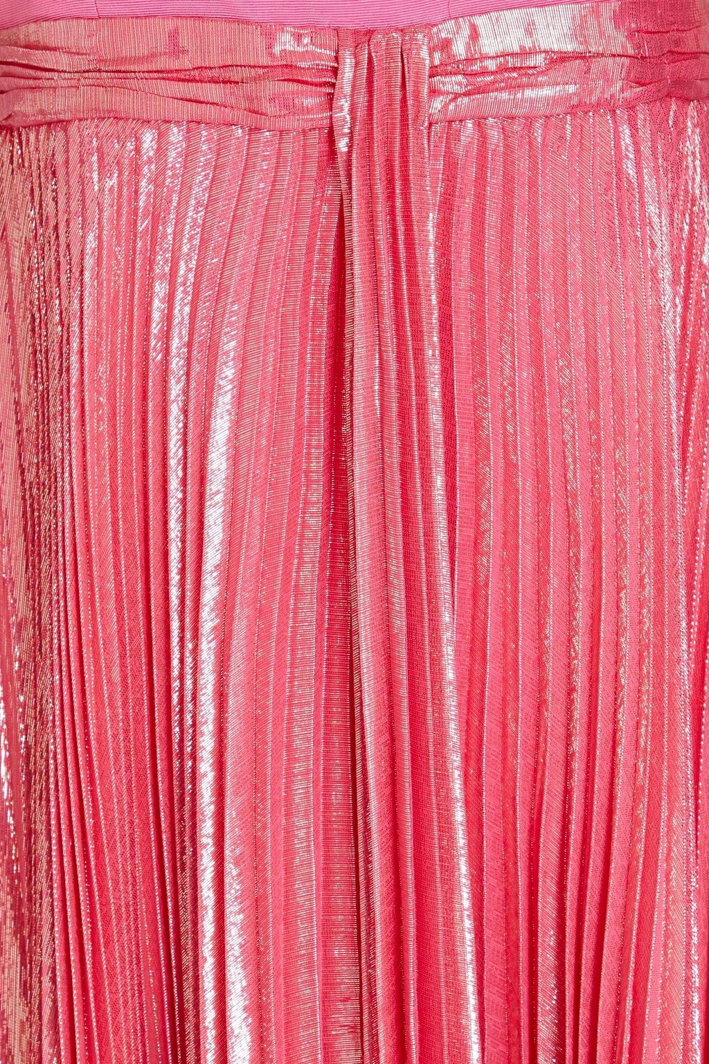 ALICE + OLIVIA Ottoman-paneled plissé-lamé gown