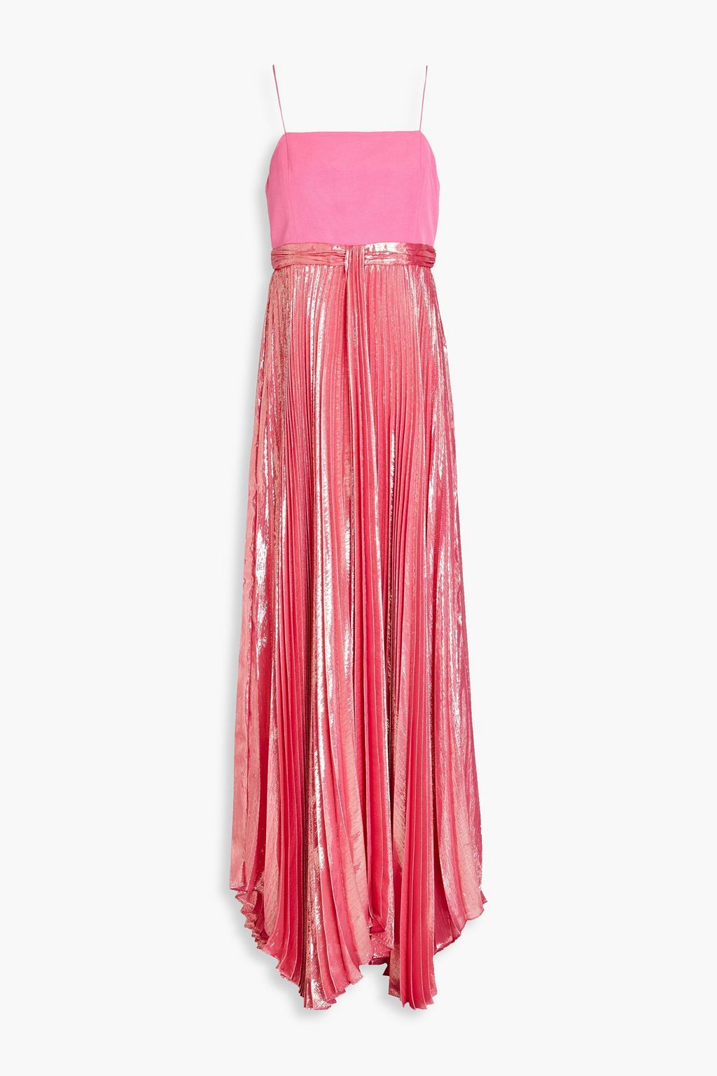 ALICE OLIVIA Ottoman paneled plisse lame gown THE OUTNET
