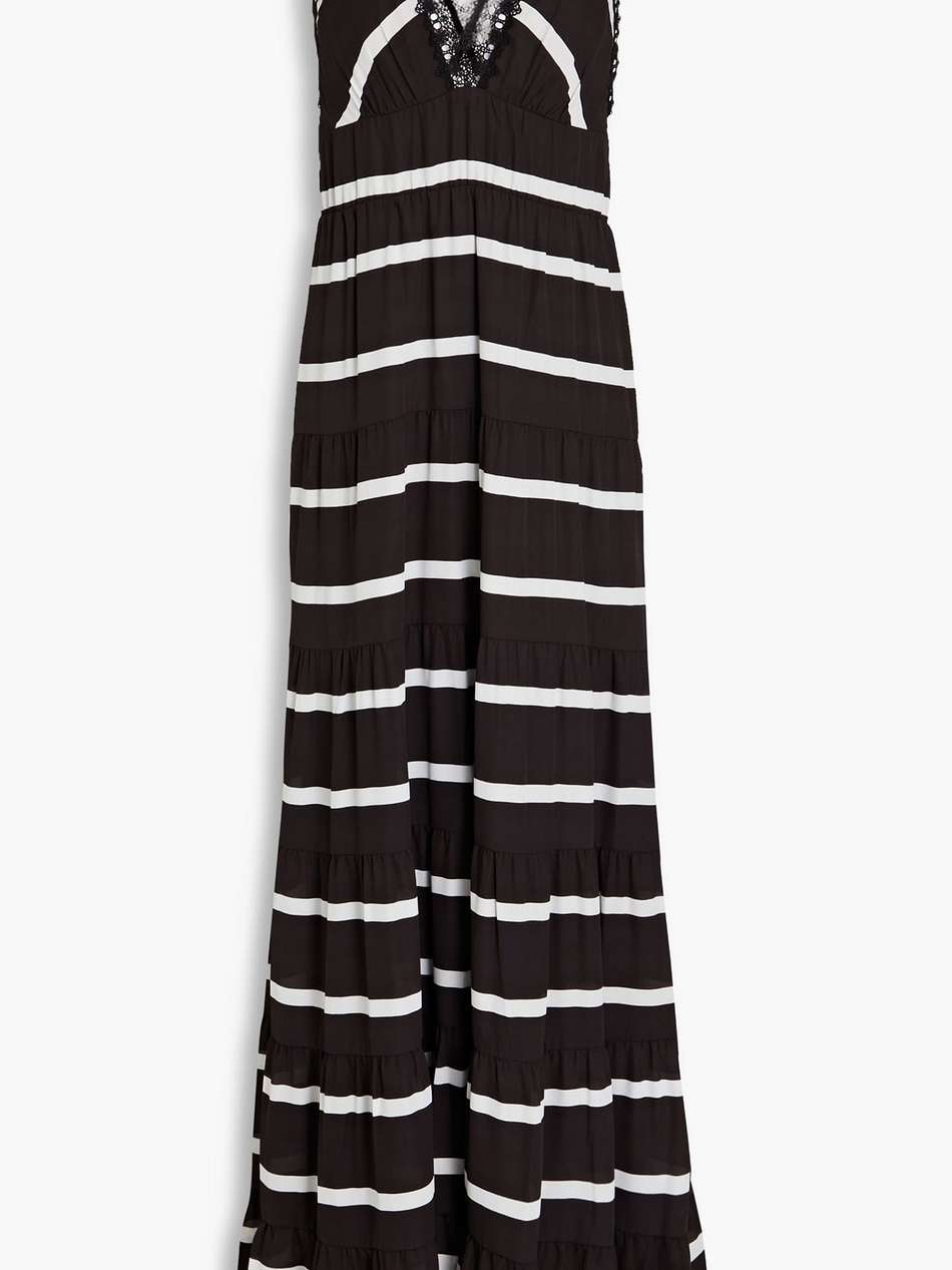 karolina tiered striped crepe de chine maxi dress