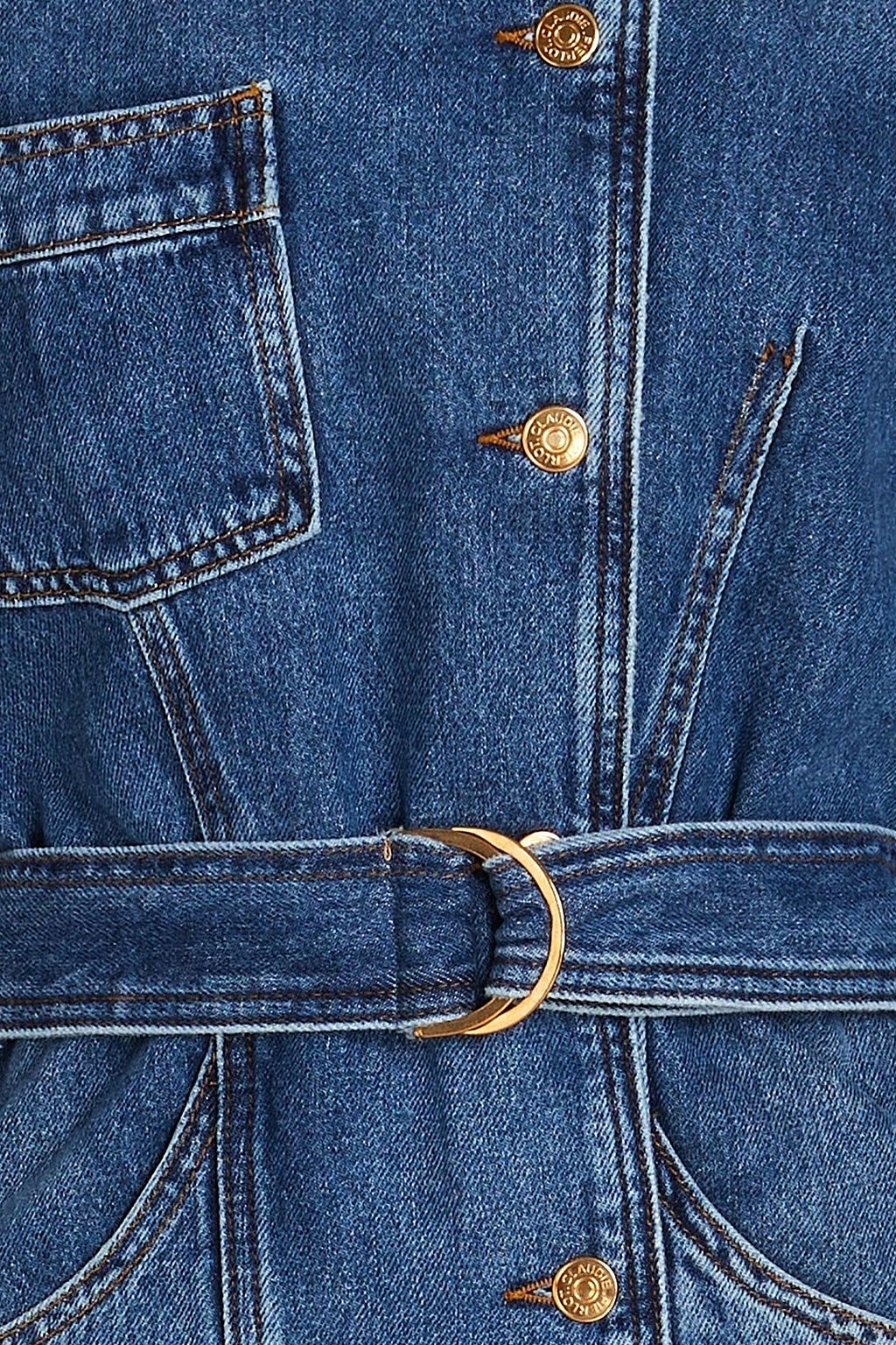 CLAUDIE PIERLOT Belted denim mini shirt dress