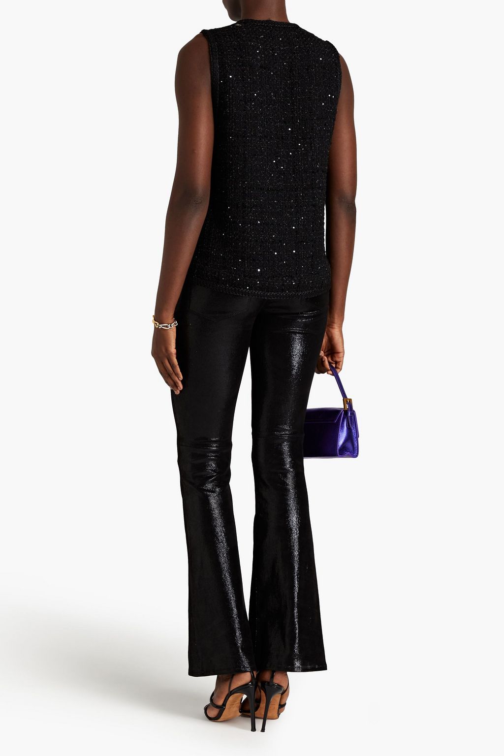 MAJE Sequin-embellished tweed top