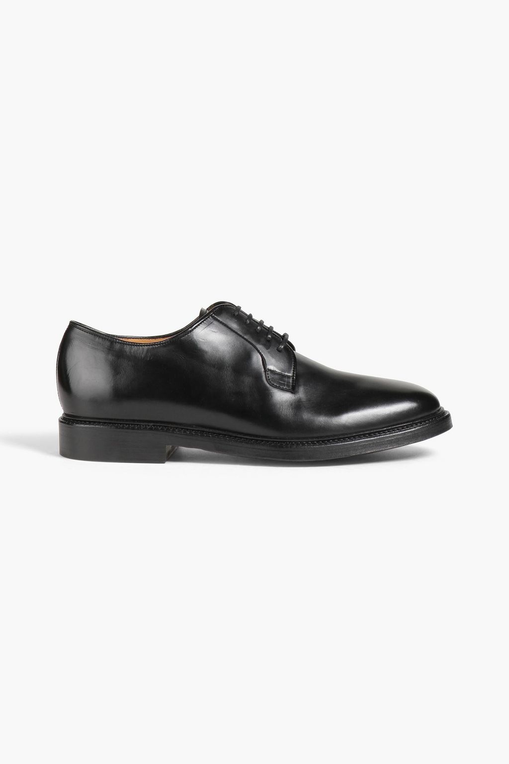 OFFICINE GÉNÉRALE Kim glossed-leather derby shoes | THE OUTNET