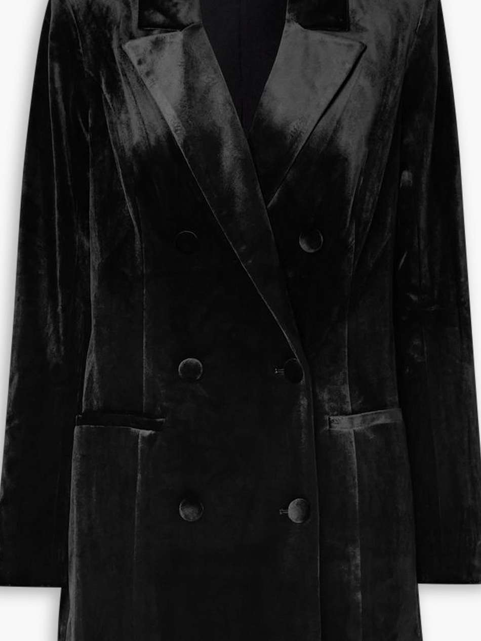 exec double-breasted velvet mini dress